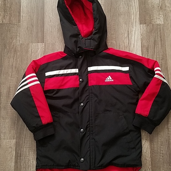 adidas Boys Red & Black Reversible Jacket 5 - Picture 9 of 12